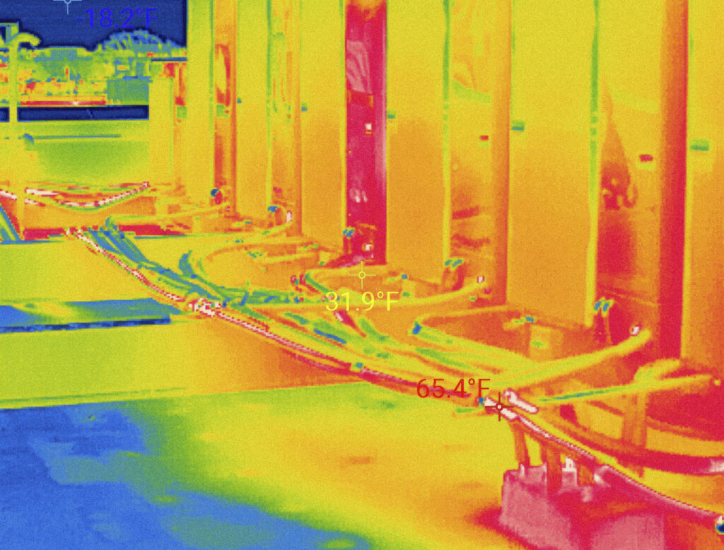 Thermal image showing temperature variations in a data center