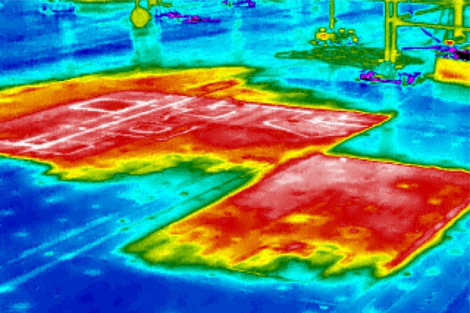 Infrared roof moisture scan image